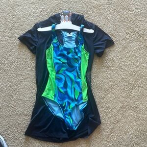 NWT Spyder One-Piece bathing suit suit and swim dress - Size L 12 / 14